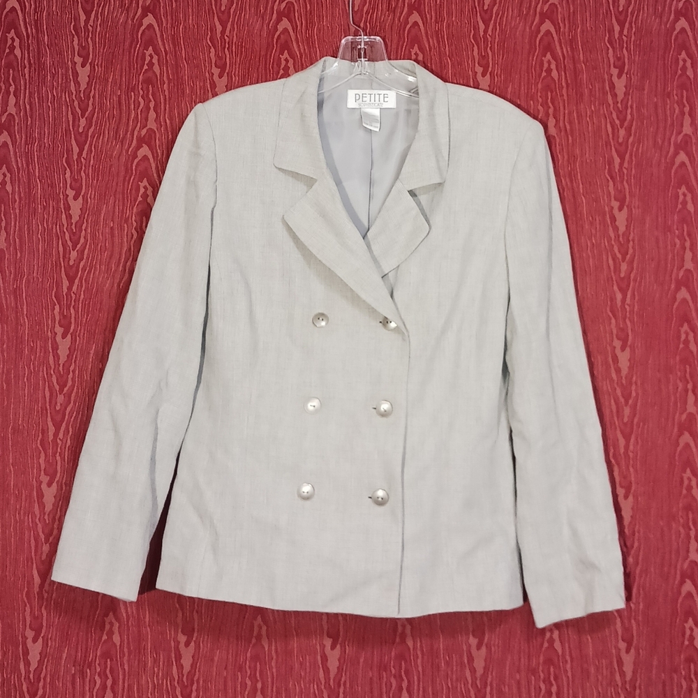 PETITE SOPHISTICATE 2 Piece Gray Long Sleeve Collared Suit Women's Size 12 - Picture 3 of 16